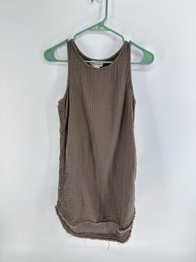 cloth & stone Olive Green Gauze Dress | Small